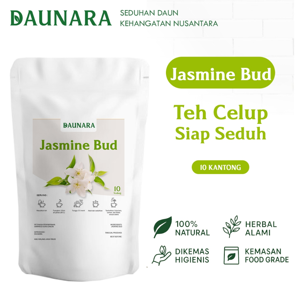 

Teh Melati Jasmine Bud Daunara – Aroma Menenangkan & Keseimbangan Jiwa | 10 Kantong Herbal