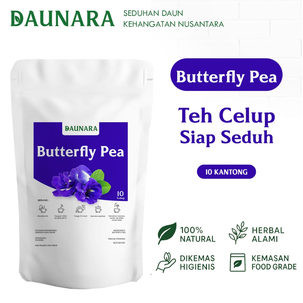 

Teh Bunga Telang Daunara – Herbal Antioksidan & Cerahkan Kulit | 10 Kantong Siap Seduh