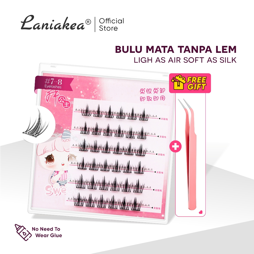 LANIAKEA Set Bulu Mata Palsu Instan Tanpa Lem & Free Gift Pinset - Eyelashes Reusable Make up Douyin