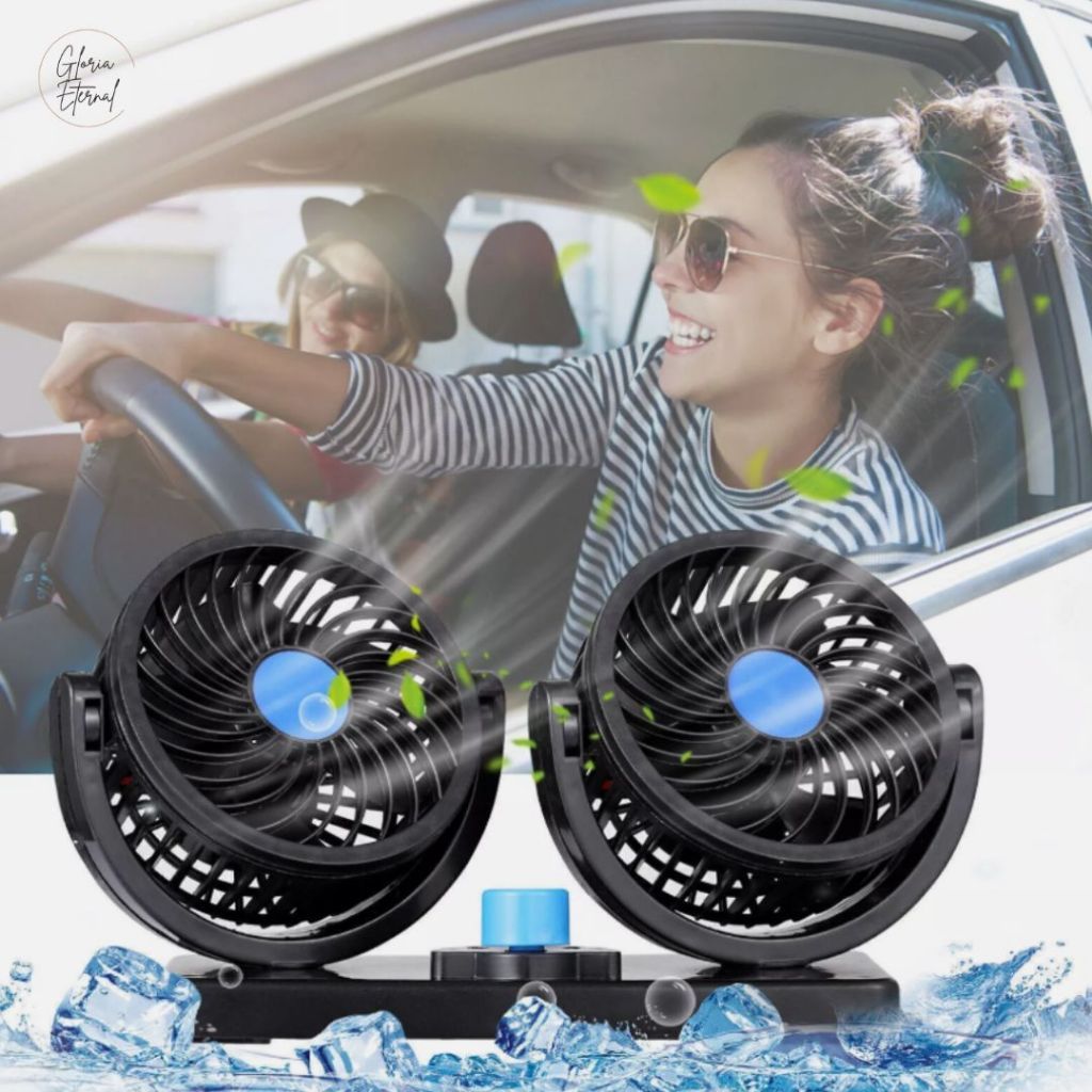 Kipas Mobil Portable/Double Fan Head - Kipas Mobil/Kipas Mobil 12/24 Volt Double Fan / Kipas Angin