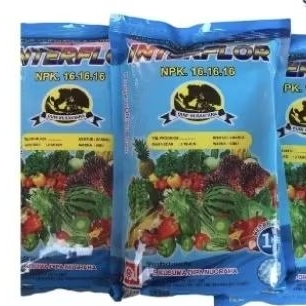 ￼Interflor 1Kg Pupuk NPK 16 16 16 Unsur Hara Makro Primer Nitrogen (N)16% Fosfat (P2O5) 16% Kalium (