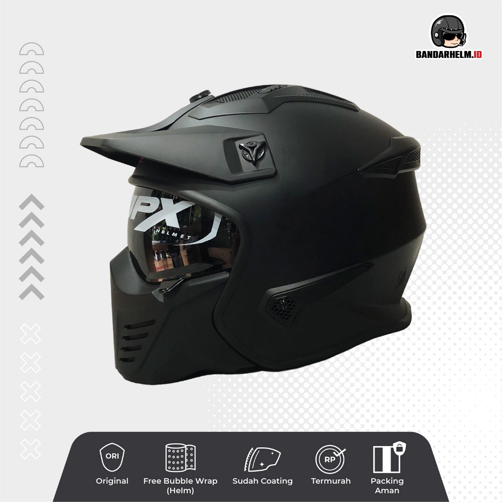 Helm JPX MX 726 R Solid Black Doff / Helm Jpx MX726r