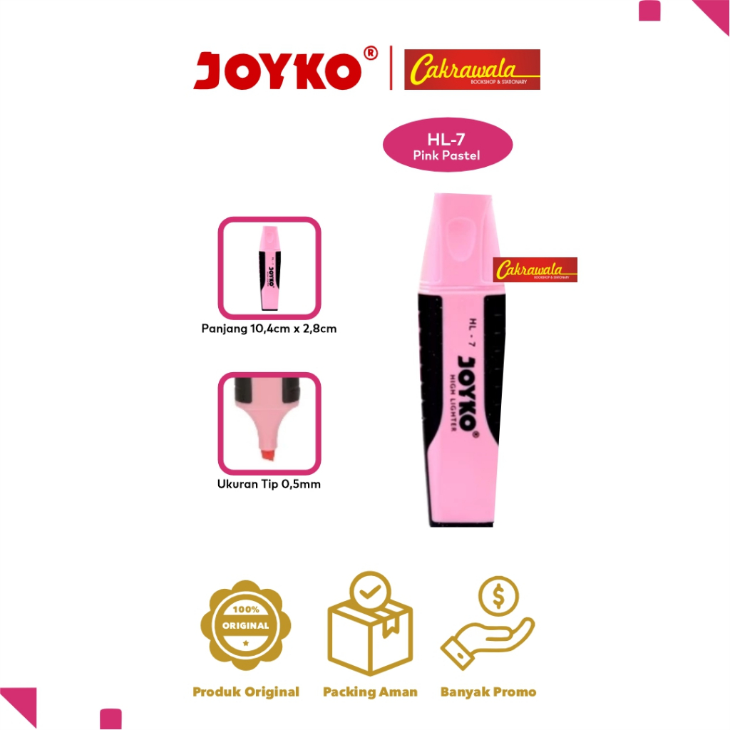 

Joyko Highlighter HL-6 Pink Pastel | Stabilo Warna Pink Pastel Joyko HL6 | Penanda Teks Lembut