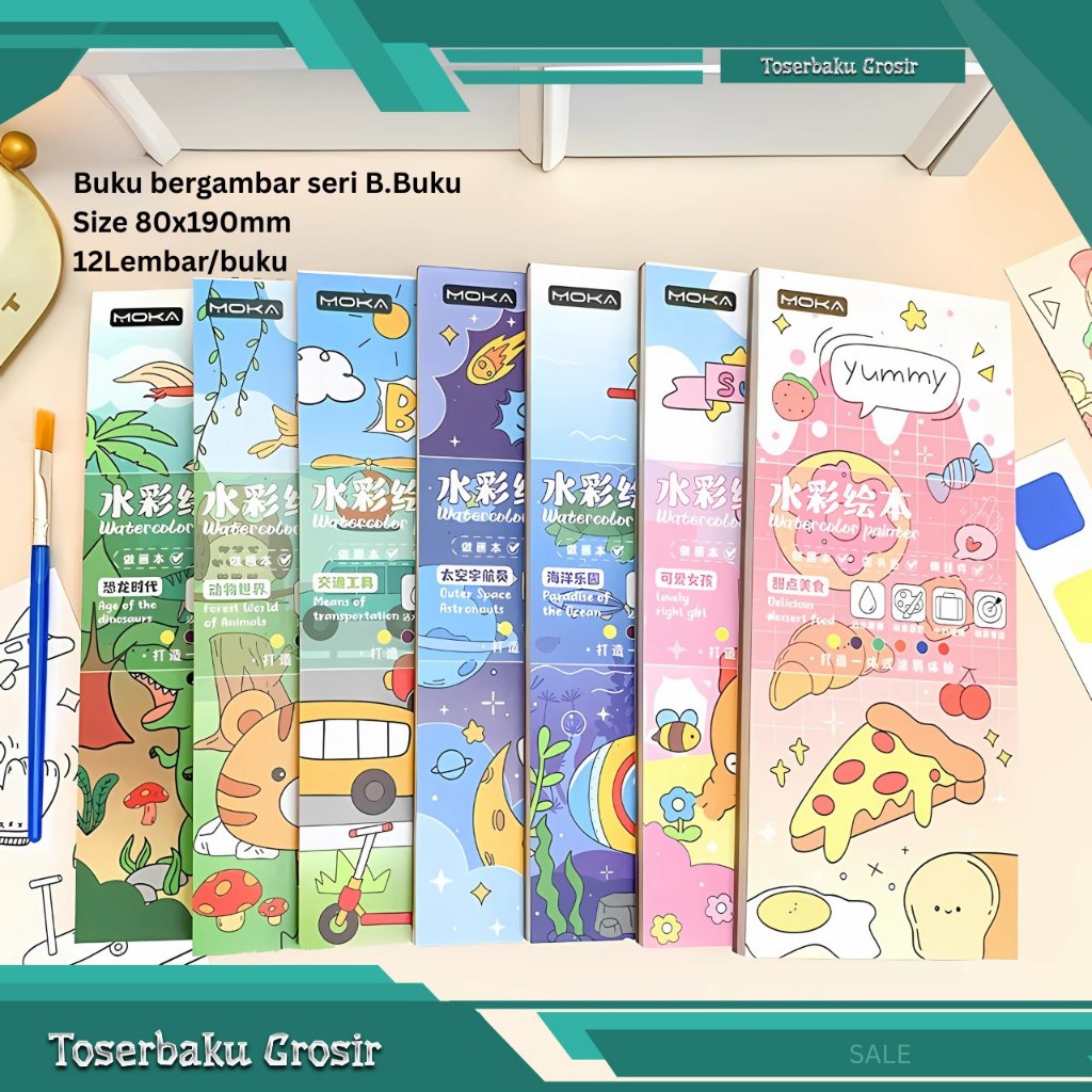 

Buku Mewarnai Anak Lukis Cat Air Water Book 12 Lembar Free Kuas / Buku Gambar Anak