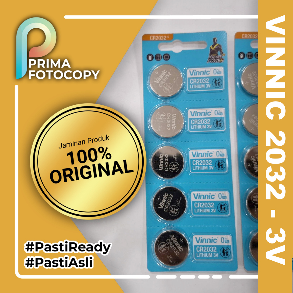 Baterai CR 2032 CR2032 Vinnic Original Untuk CMOS Jam Tangan Kalkulator Remote Mobil Motor Termomete