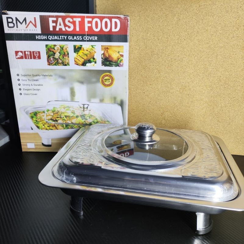 BMW Serving Dish Fast Food Prasmanan Stainless Steel Bentuk Kotak
