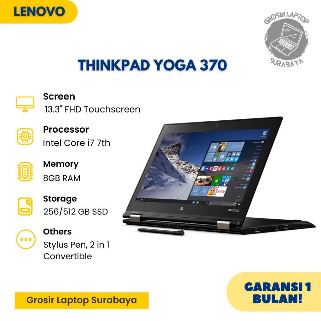 Lenovo THINKPAD 370 Yoga I7 Gen 7 RAM 8GB SSD 512GB 13inch Display