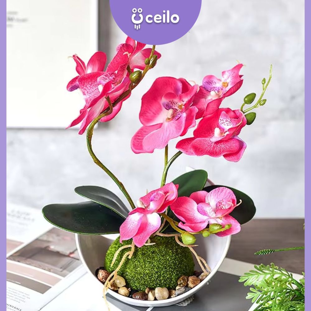 CEILO Bunga Anggrek Hiasan Meja | Anggrek Palsu | Tanaman Hias Anggrek Palsu | Bunga Anggrek 1 Set |