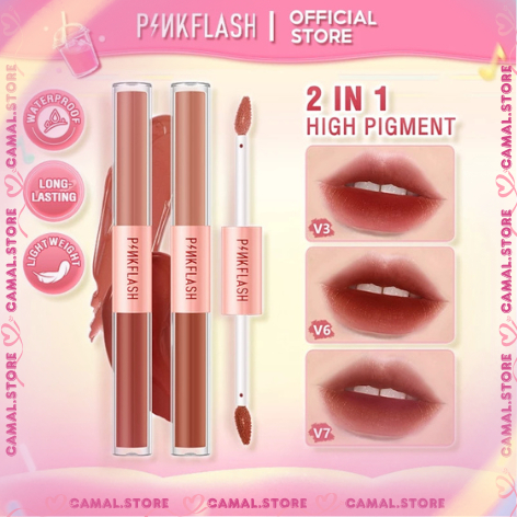 Pinkflash Duo LipGloss Ombre Lipstik Pigment Double Sense Memberikan hasil akhir yang sangat matte