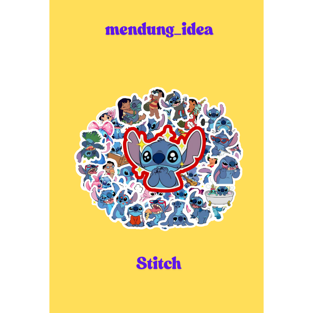 

50PCS Stiker Pack Stitch Karakter Lucu Langka Anti Air Waterproof for Laptop Mobile Phone Book