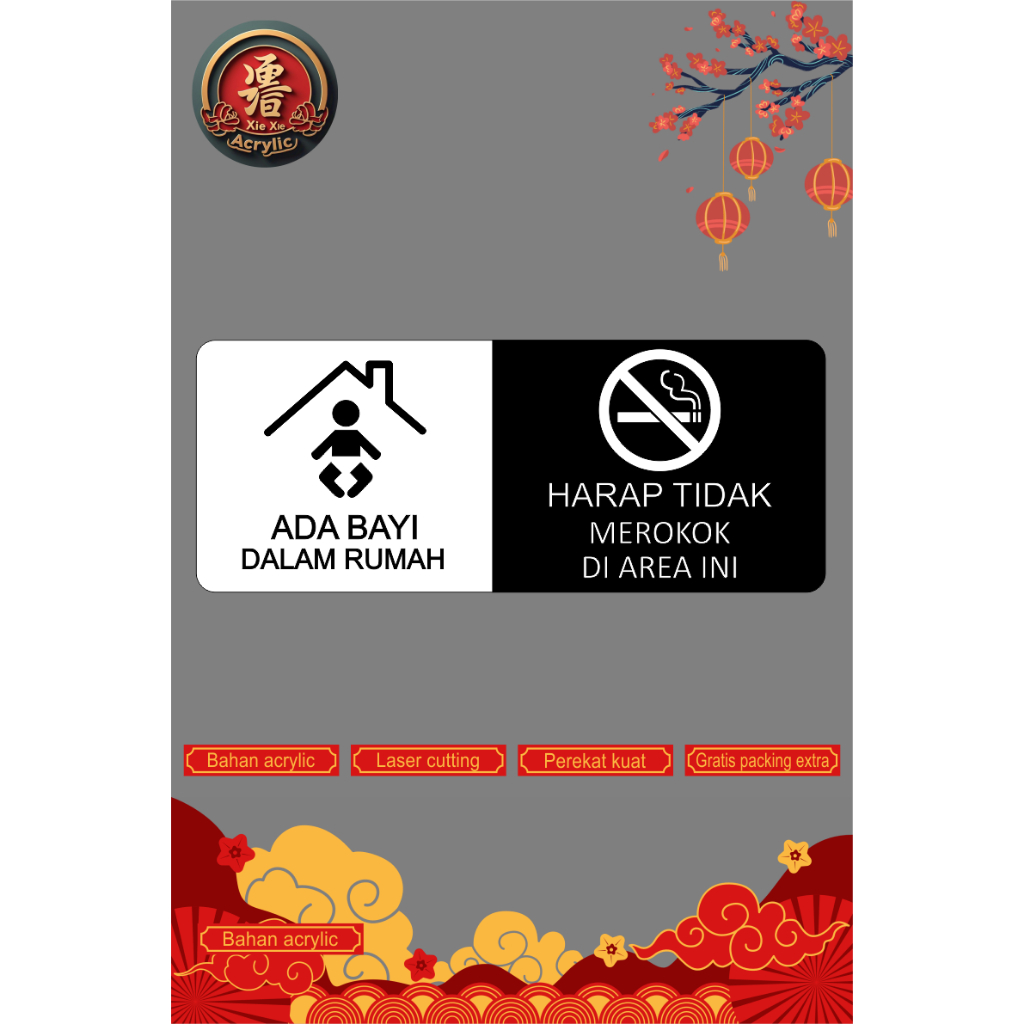 Akrilik Peringatan Ada Bayi Dirumah | Dilarang merokok akrilik