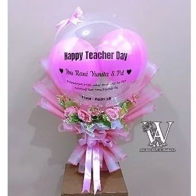 Bucket Balon Wisuda Custom Nama | Bucket Balon Ucapan Unik & Elegan | bucket balon isi bunga