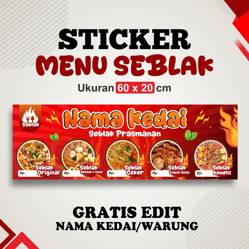 

Seblak STICKER MENU SEBLAK bahan sticker tempel Bisa Custom Desain