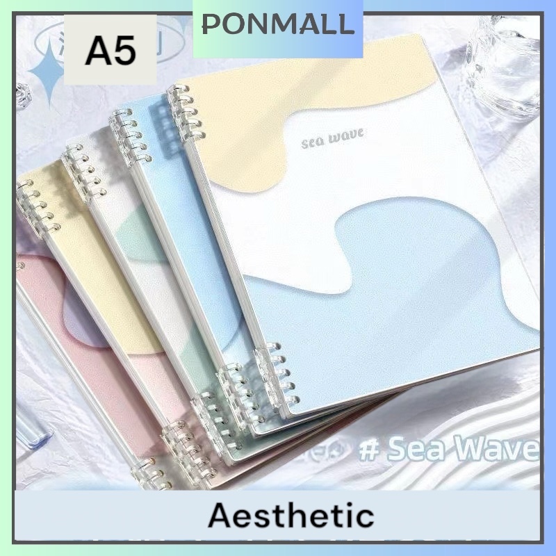 

PONMALL - Notebook Aesthetic Bentuk Gelombang Sweety Binder Aesthetic Buku tulis Sekolah kuliah Notepad diary