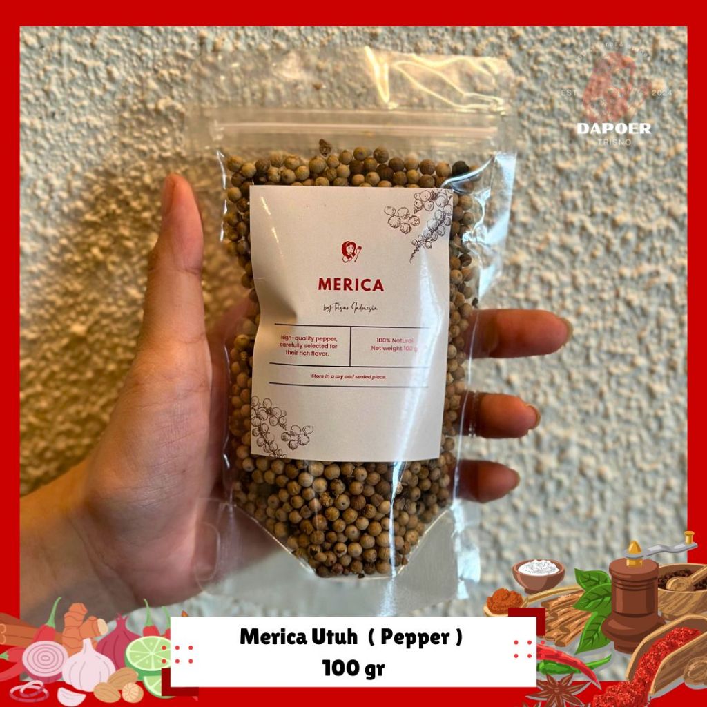 

Merica / Lada putih Utuh Premium 100% Asli Organik - 100 gram