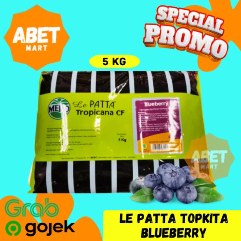 

Selai Lepatta Topkita CF Blueberry 5Kg - 5 Kg Bluberi Ungu Bantal Pak Olesan Buah Roti Dus Pcs