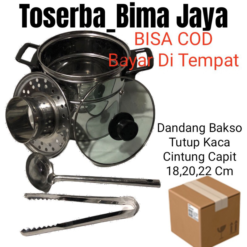 PROMO MURAH DI SHOPE DANDANG BAKSO MINI TUTUP KACA UKURAN 18.20.22cm PEGANGAN ANTI PANAS LENGKAP CEN