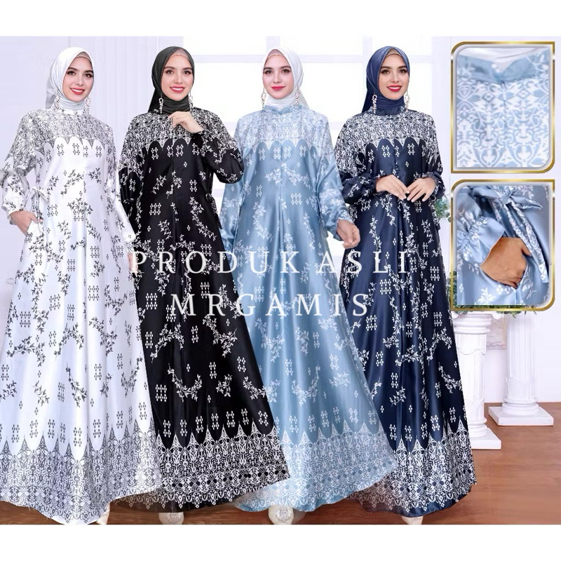 DRES GAMIS MOANA SILK PREMIUM MOTIF TERBARU BUSUI DRESS MUSLIM GAMIS LEBARAN 2026
