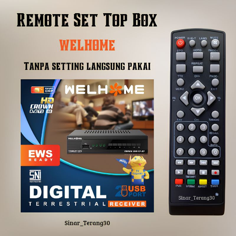 Remot Remote Set Top Box WELHOME CROWN DVB T2