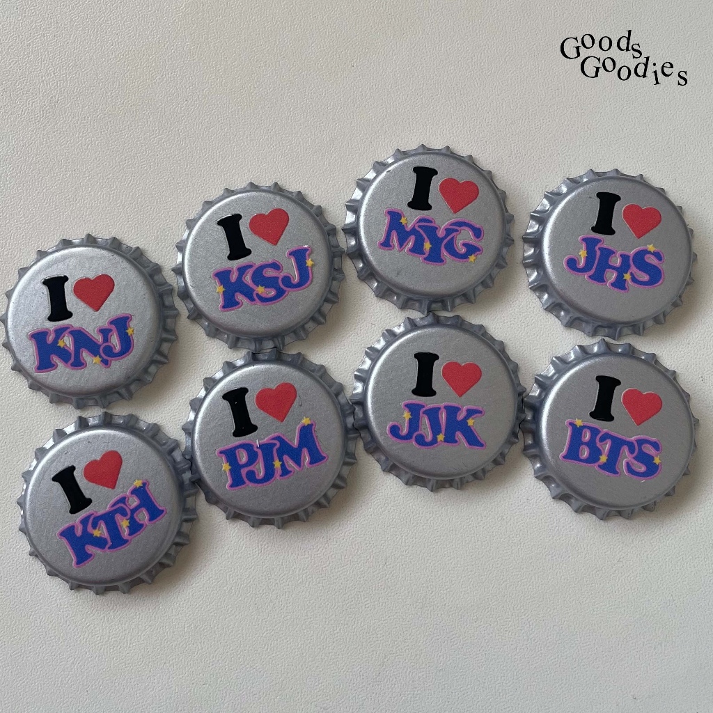 goodsgoodies Bottle Cap Pin / Pin Tutup Botol BTS / Bottle Cap Pins Boy Group / Grup Band Kpop Korea