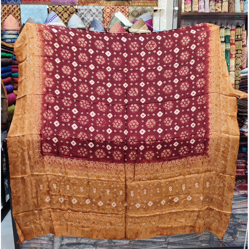 Bahan kain jumputan titik7 Antikan , perwarnaan alam gambir