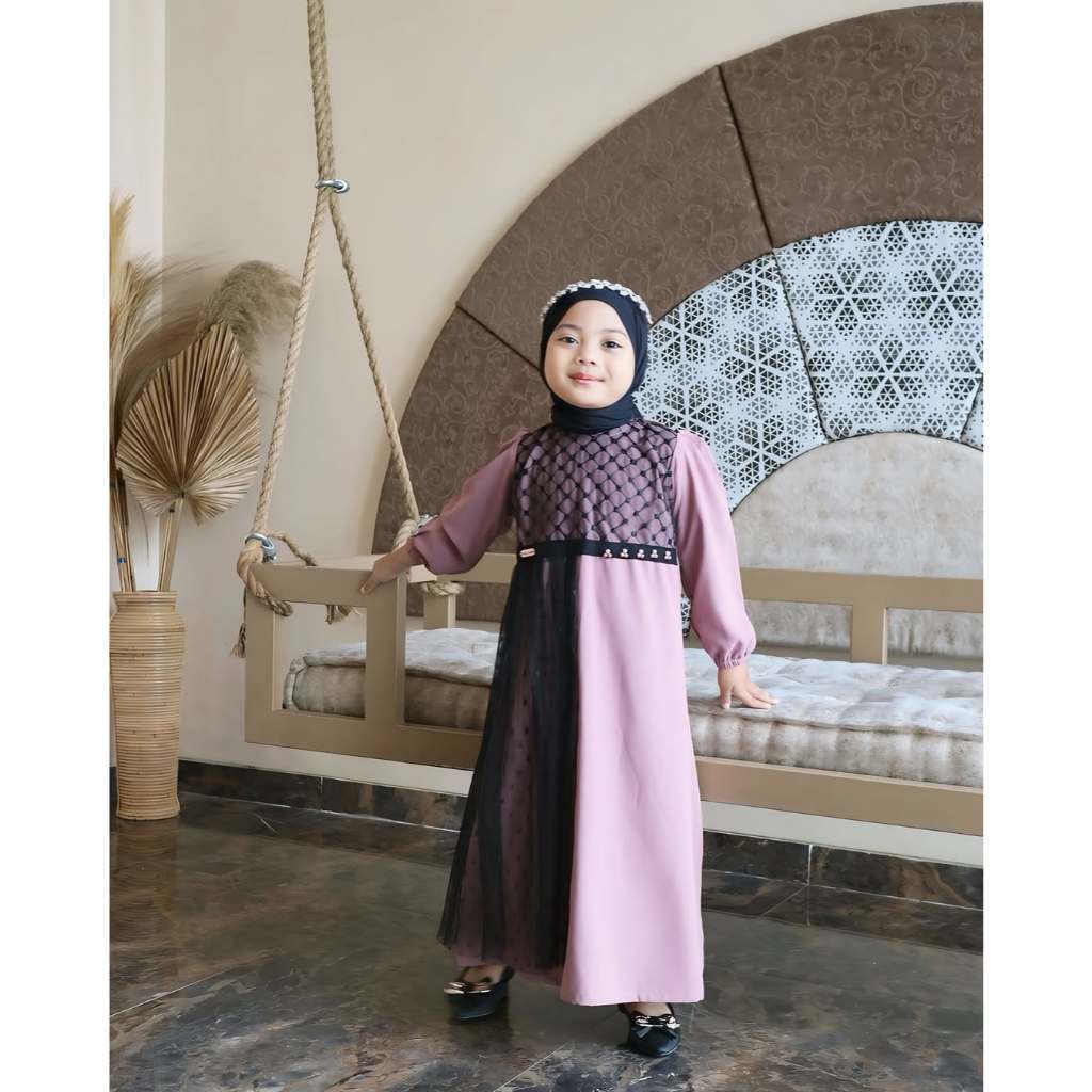 Gamis anak Modern Terbaru 2023 Brukat Malika Setelan Anak Perempuan Umur 7 Tahun Sage Baju Muslim