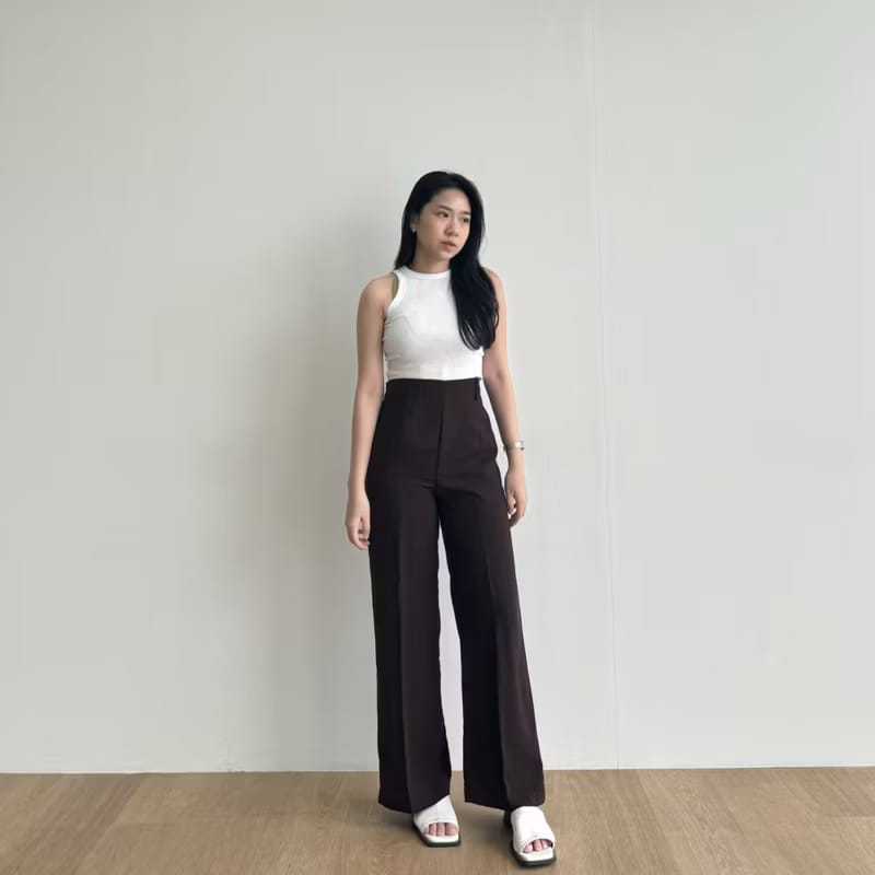 Dior Higwist Pants Polister Sleting Samping Celan Panjang Loose pants