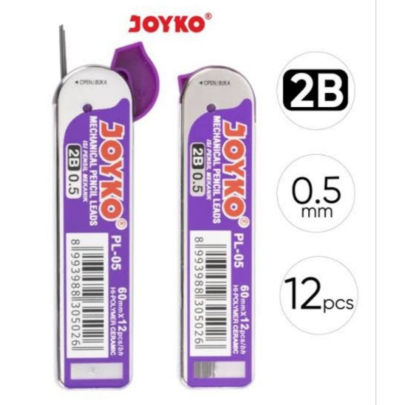 

joyko isi pensil 2b o,5 mm per pack isi 12 pcs