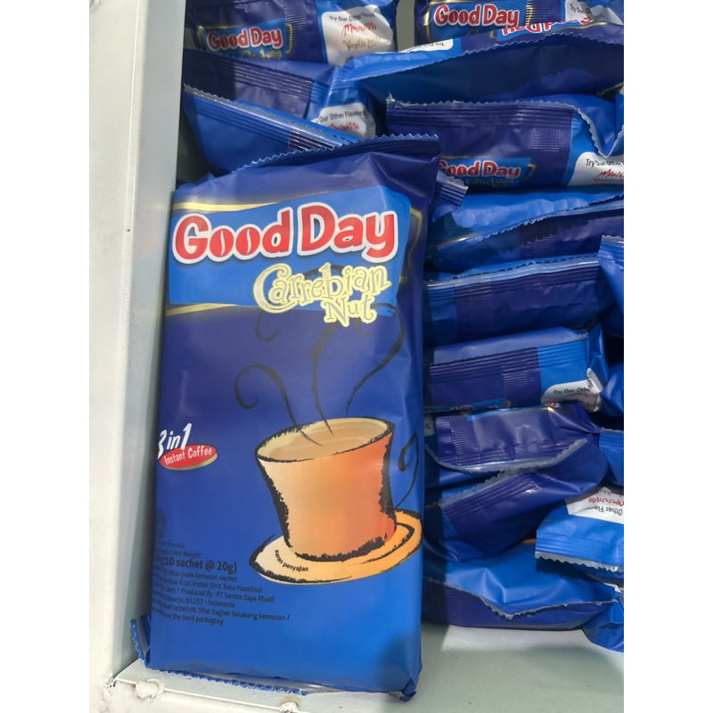 

KOPI GOOD DAY CARREBIAN NUT 3in1 (satu renceng isi 10 sachet)