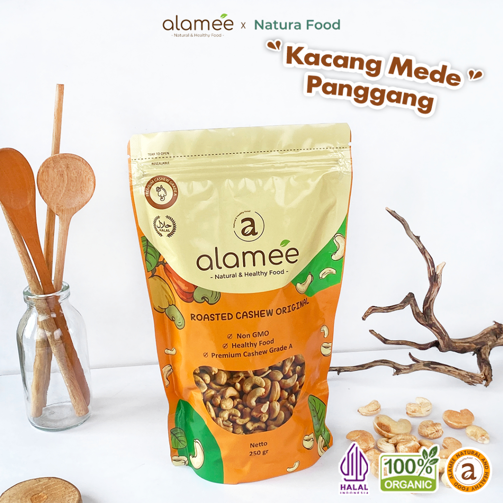 

ALAMEE Kacang Mente Panggang Mede Mete Roasted Cashew Organik Grade A Oven Matang 250 gram