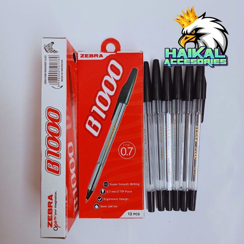 

Balpoin Bolpoint Pen Pulpen Zebra B1000 Crystal Perlusin Isi 12pcs