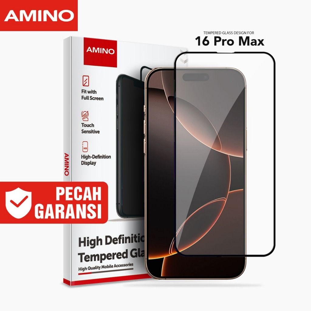 AMINO Tempered Glass 5D Untuk Iphone 16 Pro Max 6.9 inch Fullcover Premium Glass Full Screen