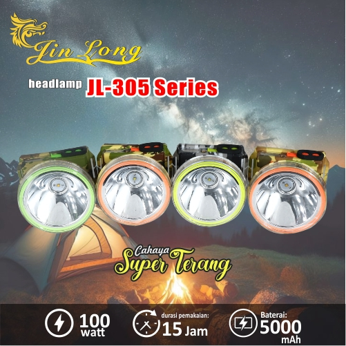 SENTER KEPALA WATERPROOF TAHAN AIR BATERAI TAHAN LAMA JINLONG JL- 305