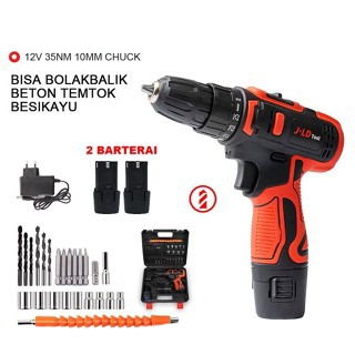Mailtank Power - Mesin Bor Baterai Jld 12V Cordless Bor Cas 10Mm Chuck Include Tool Kits 24 Pcs Tool