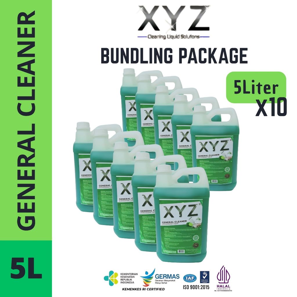 XYZ Bundling General Cleaner Green Lime 5L x10 PCS – Sabun Cuci Piring Serbaguna & Anti Minyak