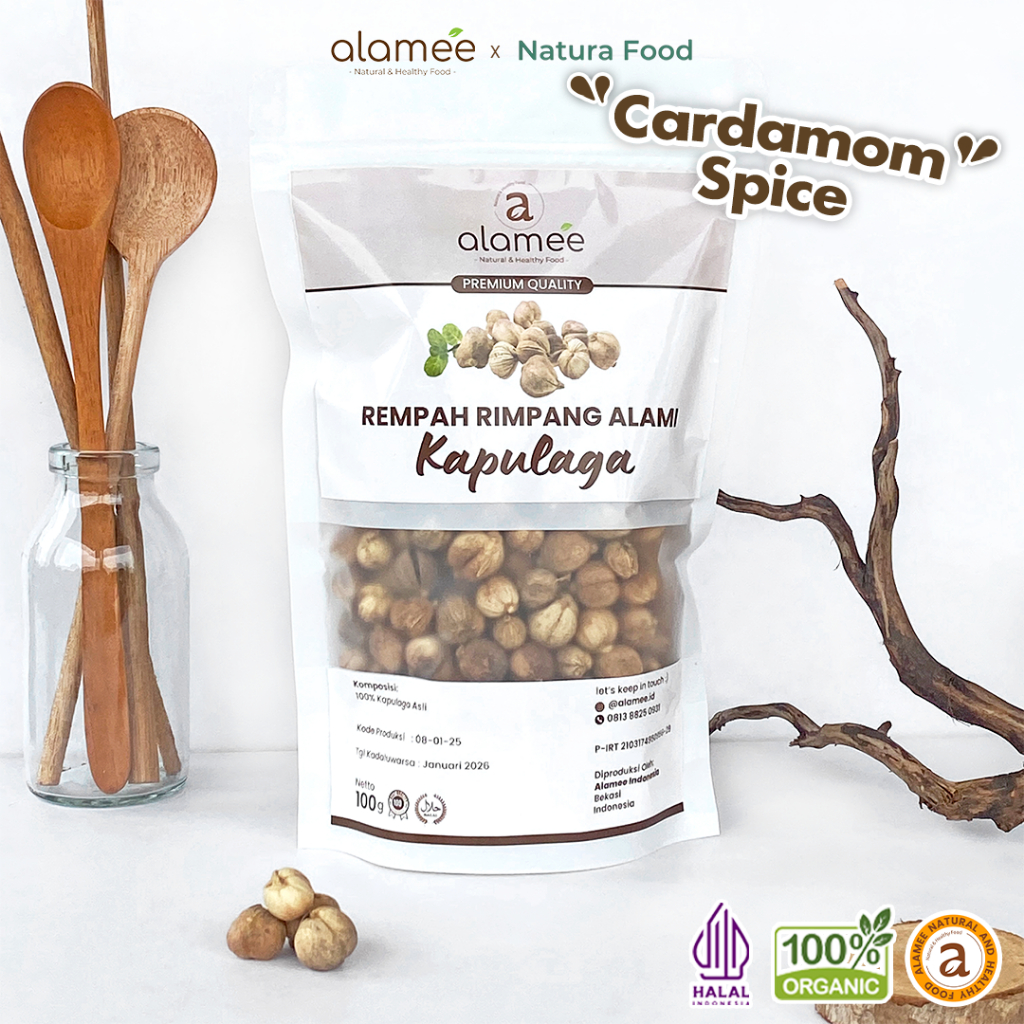 

ALAMEE Kapolaga Kering Kapulaga Lokal Cardamom Kapol Spice Rempah Rimpang Organik Premium 100gr
