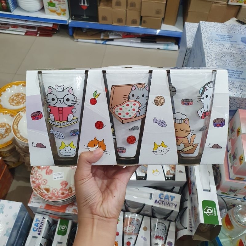 Gelas Cat Activity | Gelas Kucing Lucu | Gelas Lucu | Gelas Kaca Karakter
