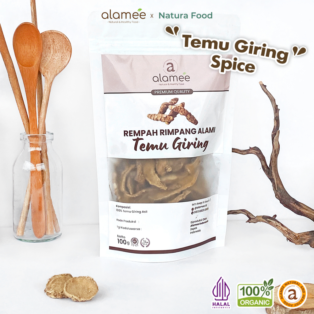 

ALAMEE Temu Giring Kering Iris Organik Kuning Gajah Rempah Rimpang Alami Spice 100gr