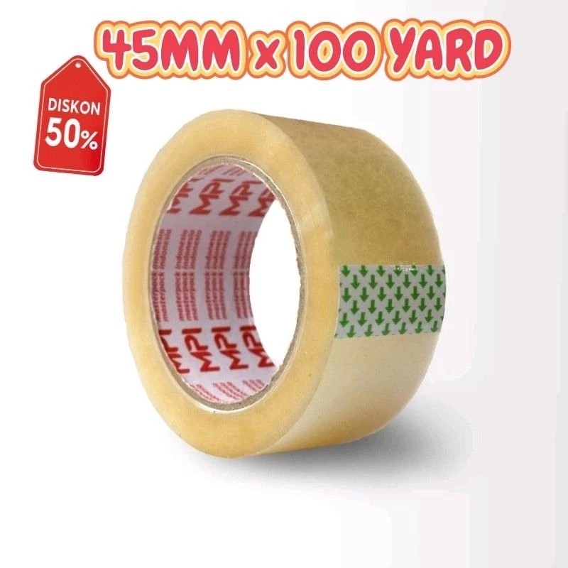

ATMS-TERMURAH TERMURAH Lakban Bening Ukuran Panjang 45 mm Panjang 100 Yard. MPI Masterpack Indonesia