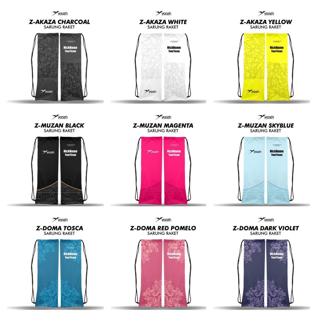 Sarung raket Yoozh custom tas raket badminton tas badminton serut tas raket tenis tas tennis (mix I)