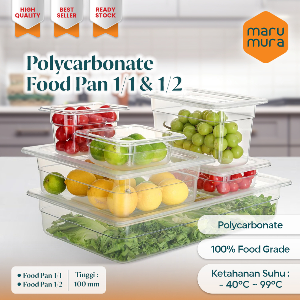 Marumura Polycarbonate Food Pan | GN Pan PC | Tempat Makanan PC | Food Pan Transparant | Food Contai