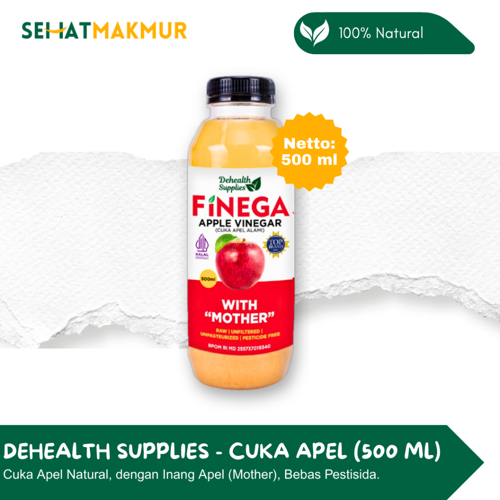 

Dehealth Supplies - Finega Cuka Apel Alami- Kemasan Plastik (500 ml)