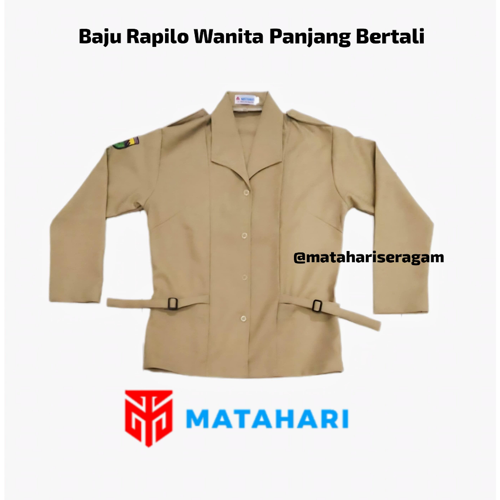 Matahari Seragam Baju Rapilo Wanita Panjang Bertali / Seragam Pramuka / Baju Pramuka Rapilo