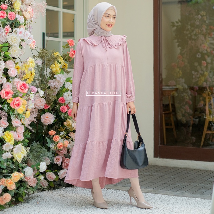 Midi Dress Crinkle atau LIVI Dress bahan Crinkle Airflow Premium