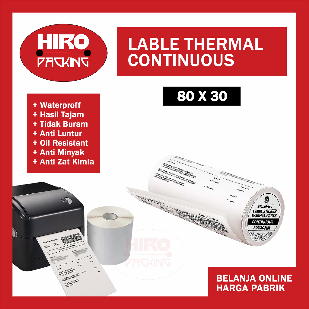 

Label Thermal Sticker Barcode 80x30 Continuous 57x30 80x30 100x100 57x40 80x40 80x50 x 80x80