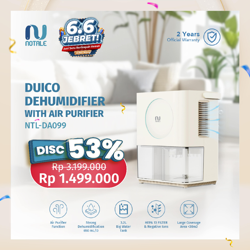 Notale Duico Dehumidifier Serap Lembab Ruangan Air Purifer NTL-DA099
