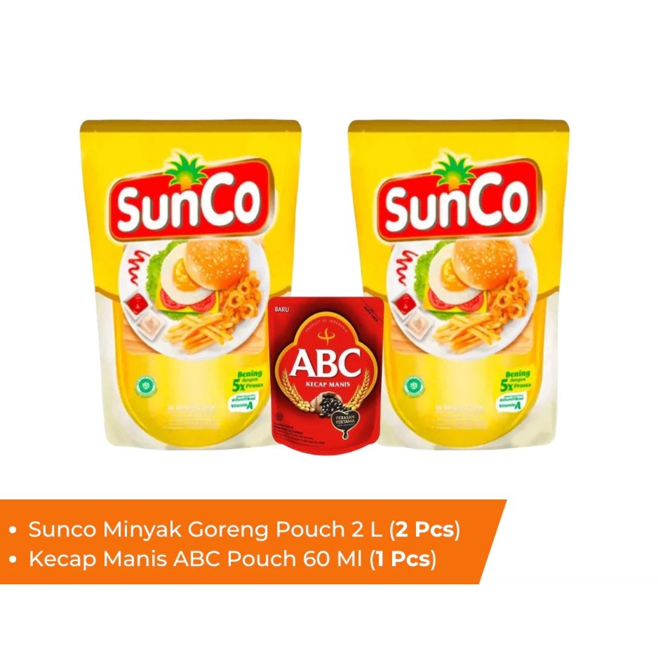 

Paket Bundling Sunco Minyak Goreng Pouch 2 L Isi 2 / Sunco 2 Liter Promo