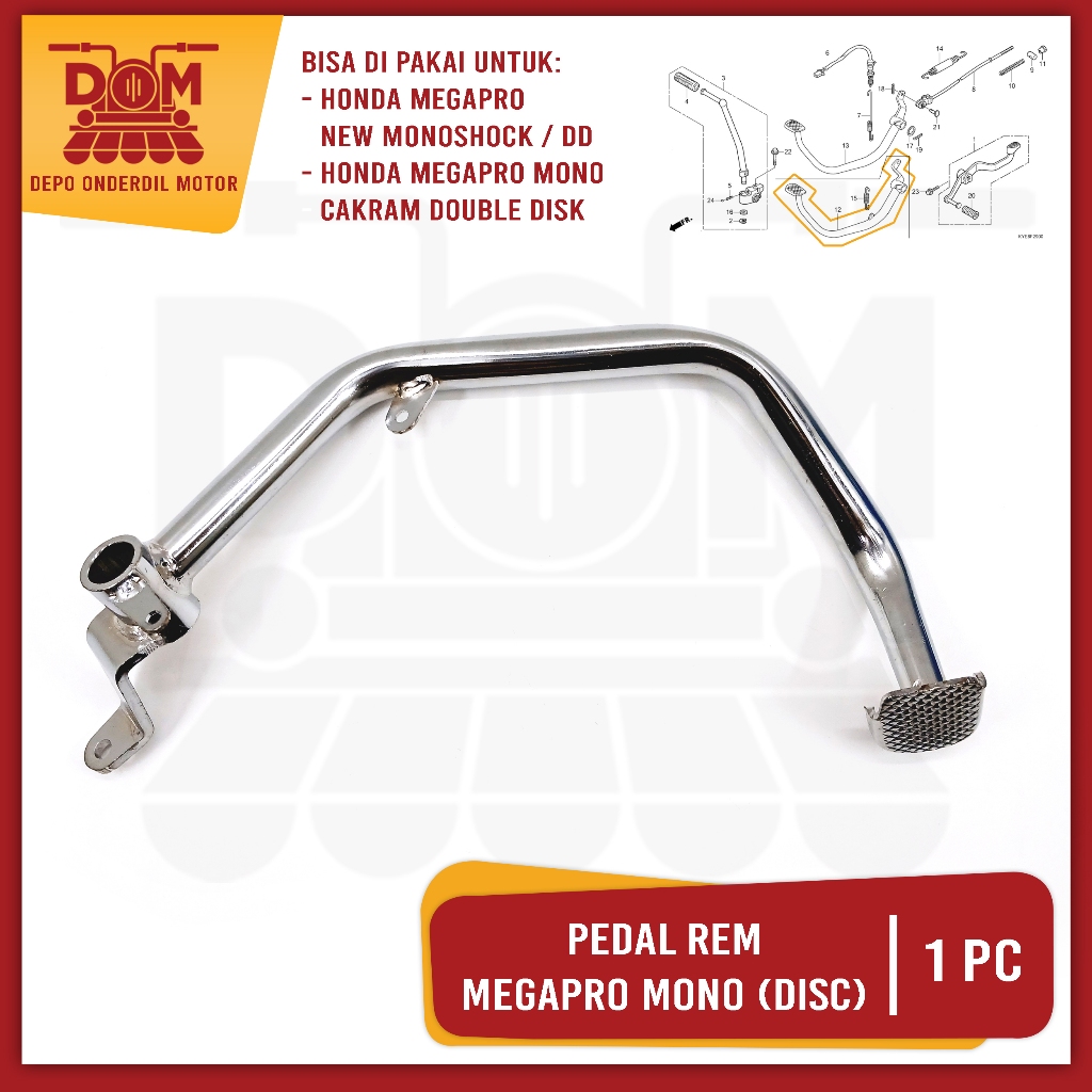 Pedal Rem Megapro Monoshock New Disc (ERASER/TOKAIDO) Pijakan Kaki Rim Bawah Belakang Honda Mp Mono