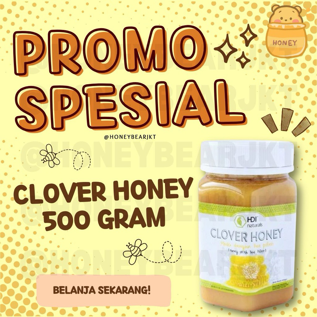 

MADU CLOVER HONEY 250gr / 500 gr / 1kg FREE SENDOK KAYU ORIGINAL EXP TERBARU 2028