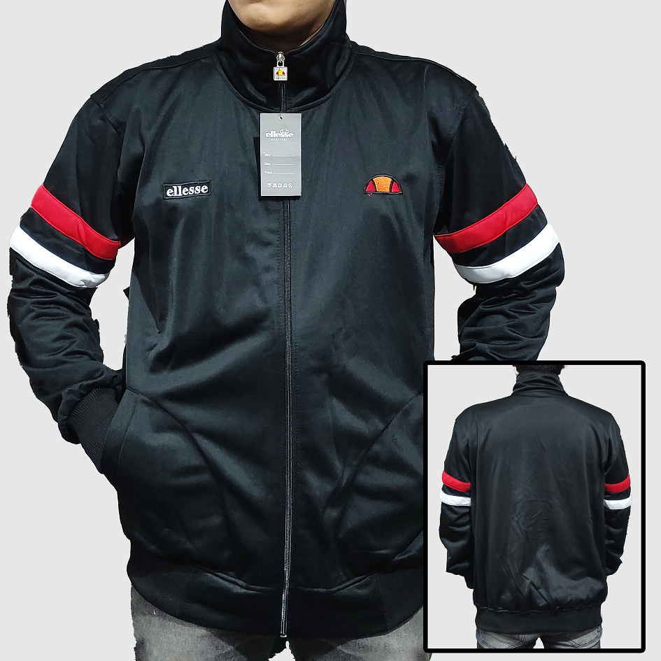 JAKET TRACKTOP ELLESSE HITAM SIZE M L XL XXL XXL 2XL 3XL - JAKET OLAHRAGA RUNNING - JAKET TRAINING L